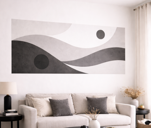 Aménagement salon design géométrique par L'Imprimeur Mural